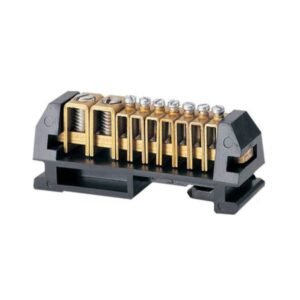 Black Din Rail Brass Terminal Block